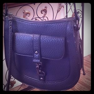 Just fab black leather cross body/shoulder purse